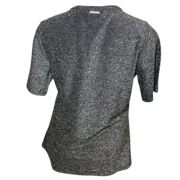 Michael by Michael Kors black and silver metallic sparkle top sz S - Picture 4 of 5